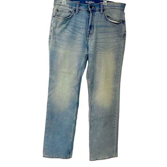 Goodfellow & Co. Men's 34W x 32L CoolMax Straight Fit Light Wash Denim Jeans - Picture 3 of 12